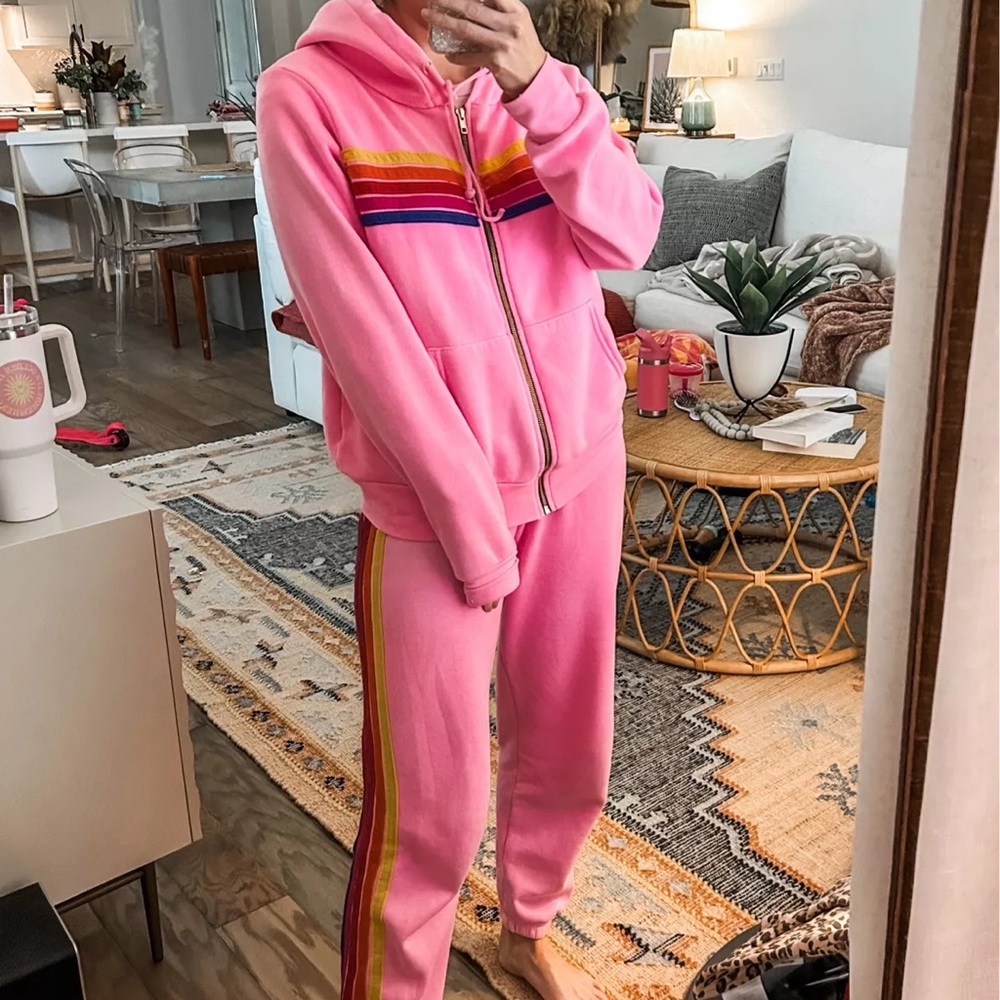 Aviator nation pink sweat set